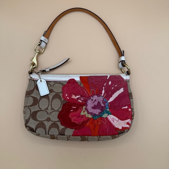 Coach Y2K Signature Canvas and Suede Poppy Floral Demi Shoulder Bag 6264 - Picture 1 of 14